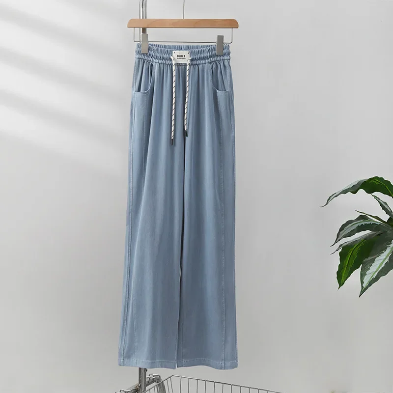 

Джинсы, широкие брюки, женские брюки с завязками и высокой талией, потертые потертые карманы, винтажные прямые брюки, 2025 г., уличная одежда, джинсы