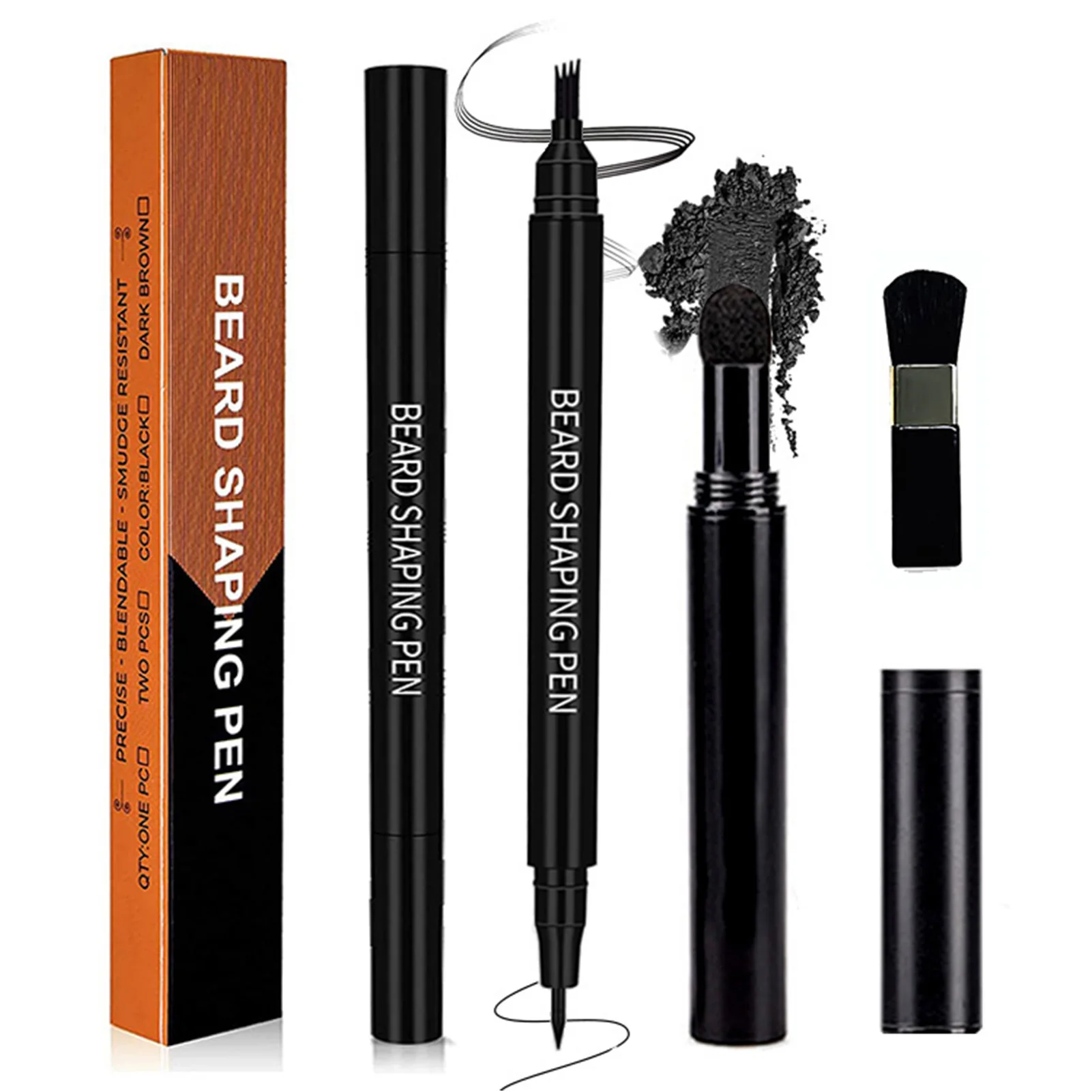 2022 New Beard Filling Pen Kit Beard Enhancer Brush Beard Coloring Shaping Tools Waterproof Black Brown Hair Pencil Man Cosmetic