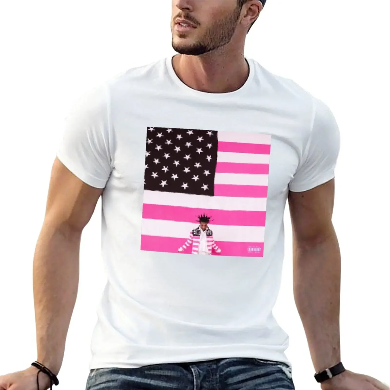 

New Lil Uzi Pink Tape Cover Pixel Art T-Shirt cheap stuff oversizeds boys whites Short sleeve tee men