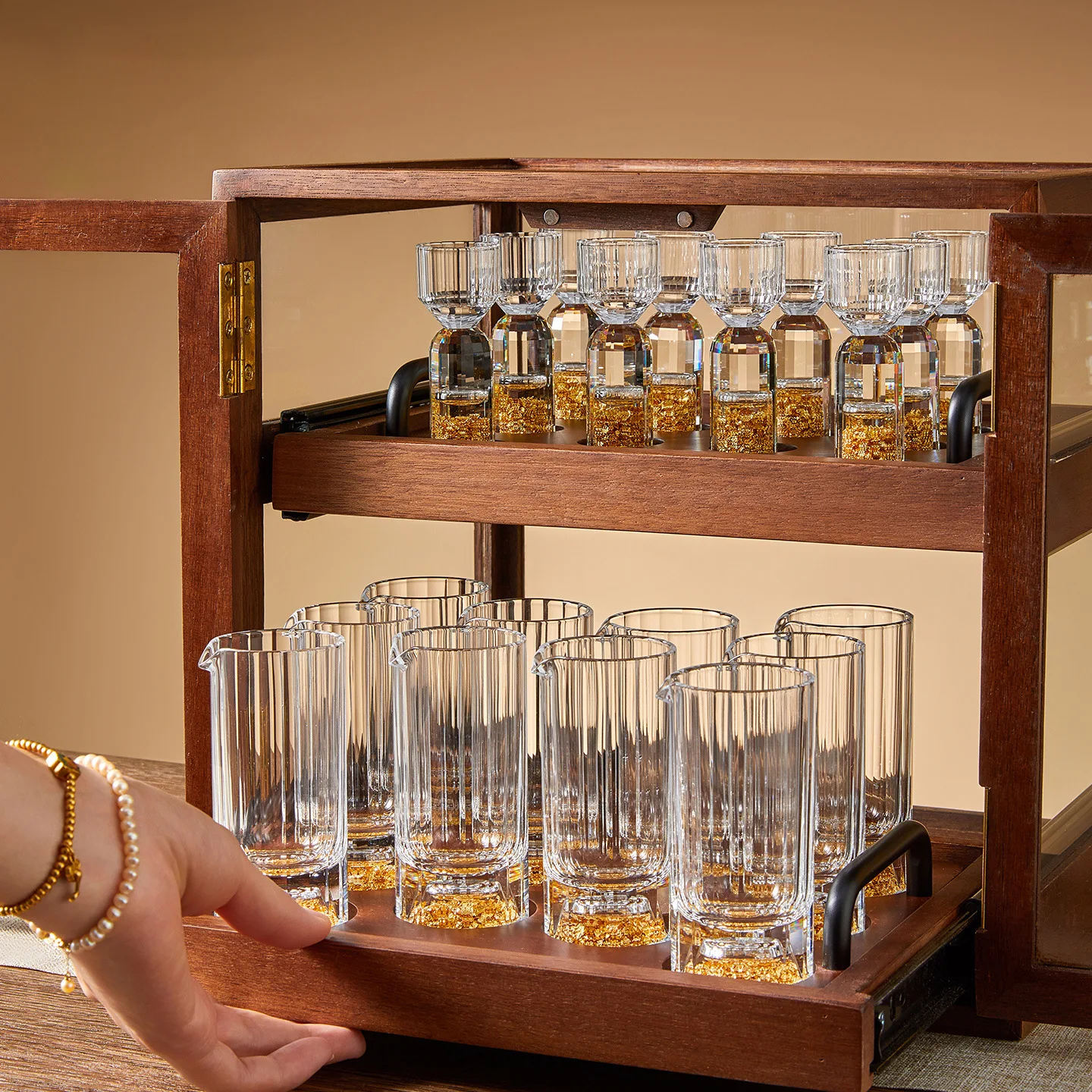 

Chinese style, crystal, glass, niche, high-end, dustproof, storage, solid wood, wine cabinet