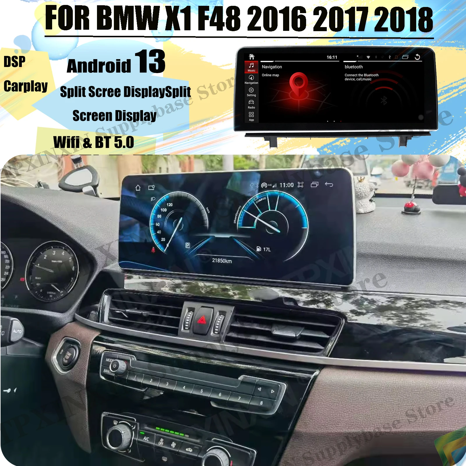 

8 + 256 ГБ Carplay Радиоприемник Android 13 для BMW X1 F48 2016 2017 2018 Аудио Стерео GPS Навигация Видеоплеер IPS Головное устройство