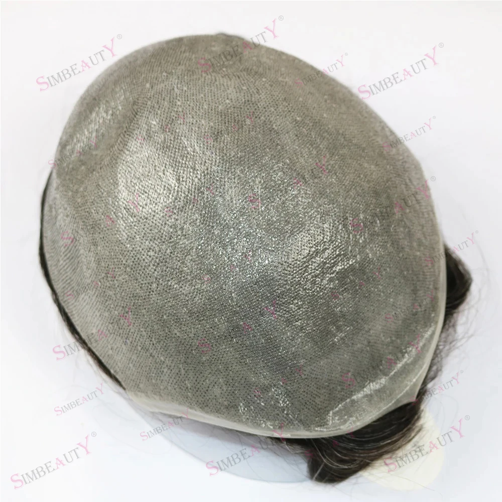 80% Density Light Weight 0.02mm Super Ultra Thin Skin Grey Men's Toupee Natural Hairline Invisible V Loop Human Hair Prosthesis