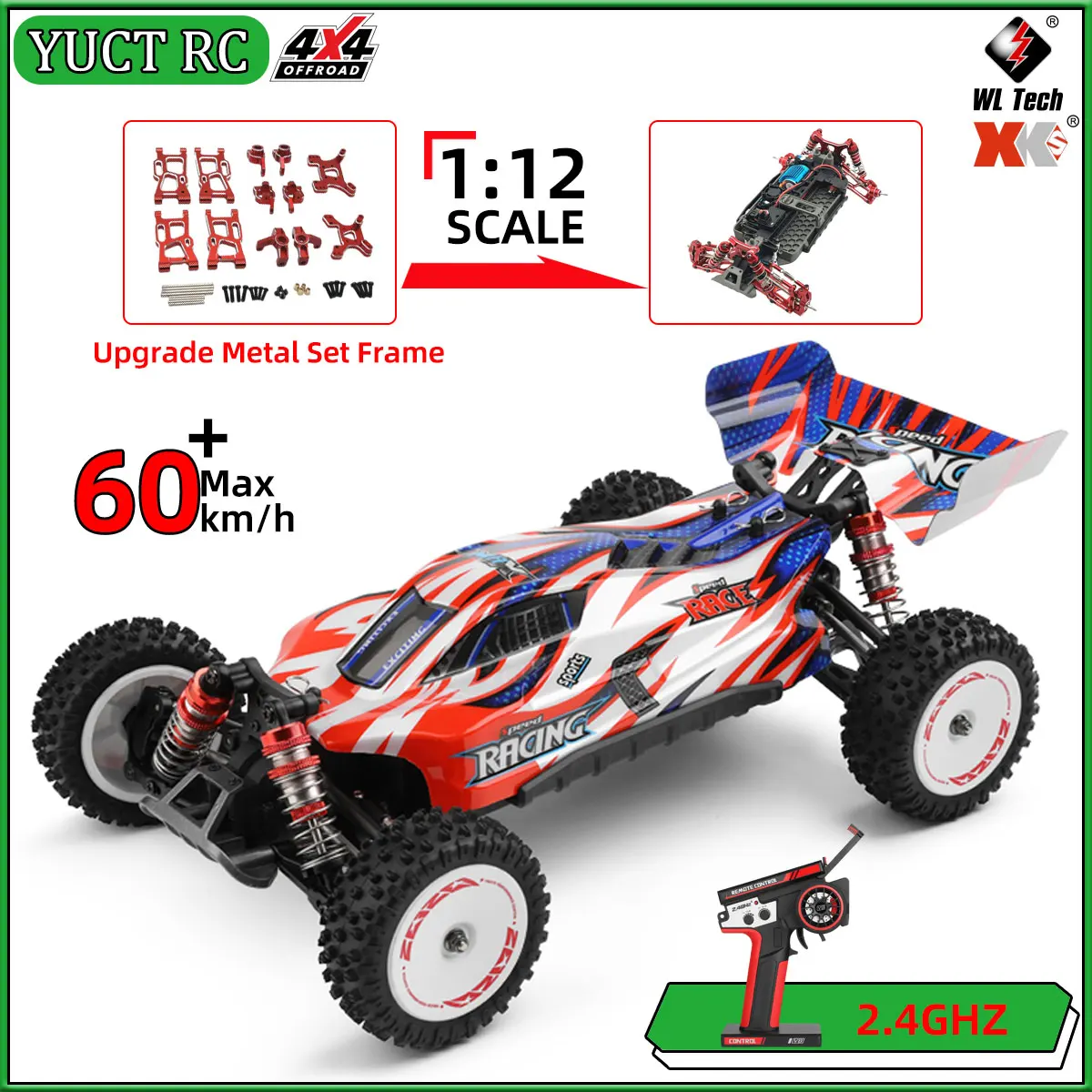 WLtoys 124008 124008V8 1:12 RC Car 2.4G Brushless Motor Max 60Km/H 4WD High Speed Off-Road Remote Control Racing Car Toys Gifts