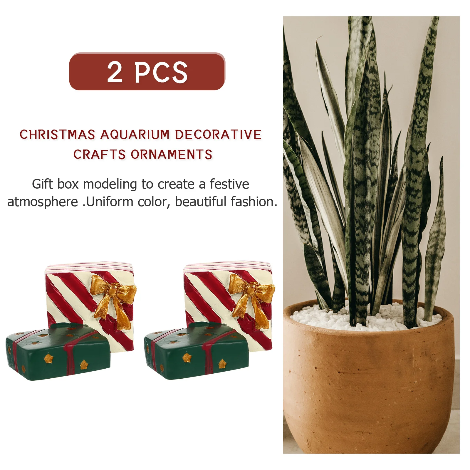 

2Pcs Xmas Fish Tank Decor Resin Aquarium Ornament Mini Christmas Gift Box Artware Xmas Aquarium Ornament Fish Tank Decoration