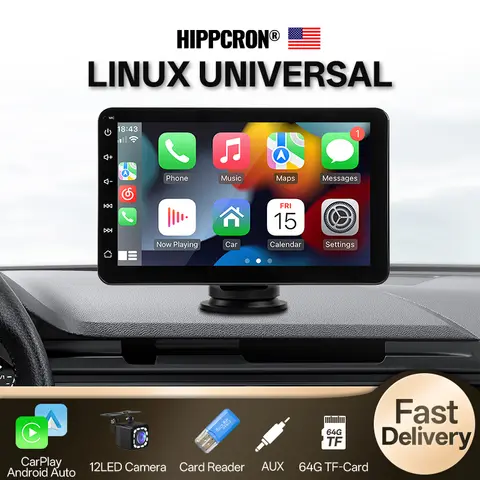 Hippcron Portable Car Stereo Radio Car Multimedia MP5 Player 7 inch IPS Touch Screen with Camera Card Reader TF AUX Cable