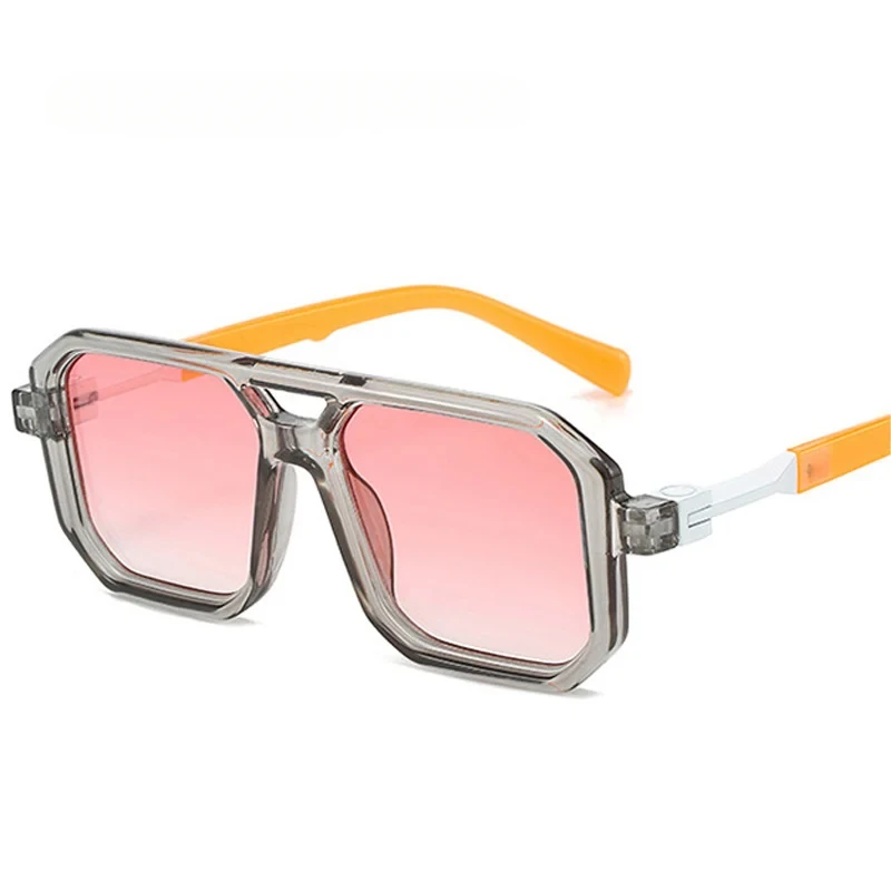 

New Double Bridges Square Sunglasses Women Fashion Gradient Shades UV400 Retro Polygon Men Sun Glasses