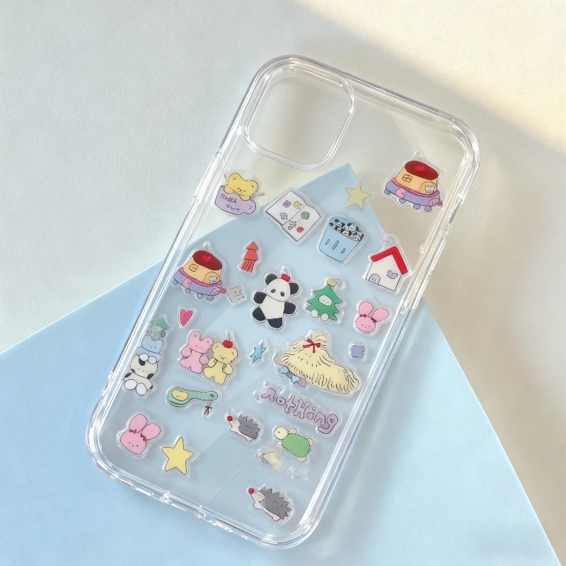 Ins Cute Cartoon 3D Jelly Sticker - Resin Relief Decal for Phone Case Tablet Camera Girl's Scrapbook & Journals DIY Decoration