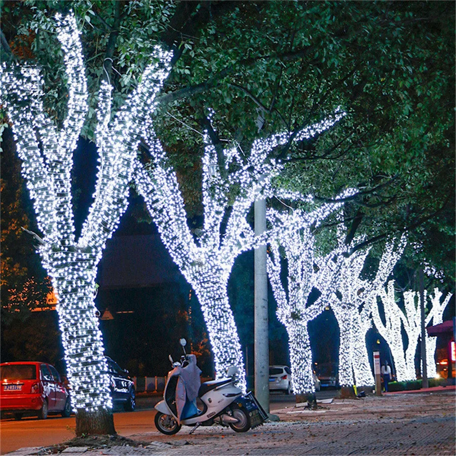 Ano novo 20m/30m/50m/100m led luzes da corda de fadas ao ar livre à prova dwaterproof água luzes do jardim para festa em casa casamento decoração natal