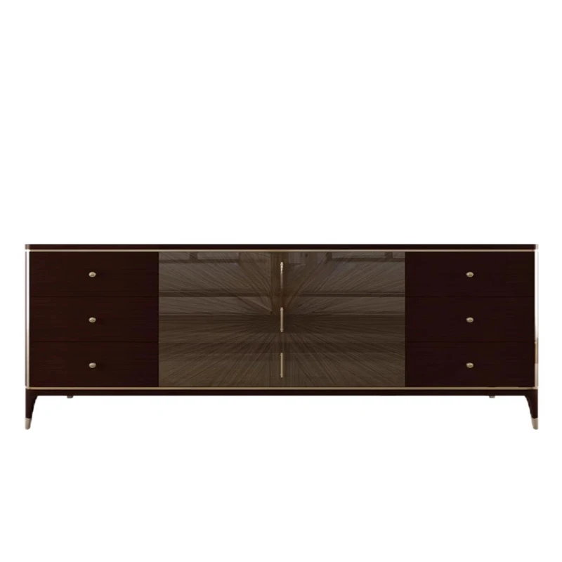 

American Solid Wood TV Cabinet Post-Modern Minimalist Living Room TV Italian-Style Light Luxury Floor Cabinet