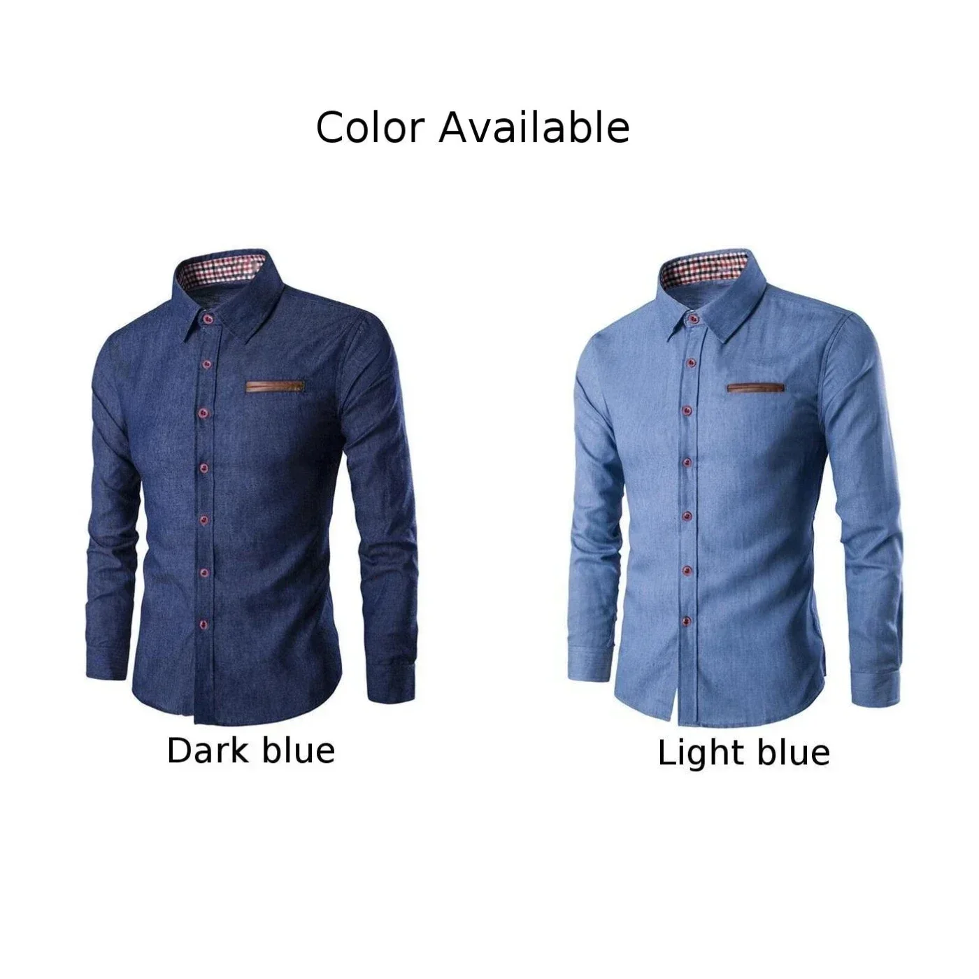 Autumn Mens Pocket Panel Long Sleeve Shirt Jean Versatile Slim Fit Shirt Dress Shirts Cotton Linen Blouse Button Down Casual Top