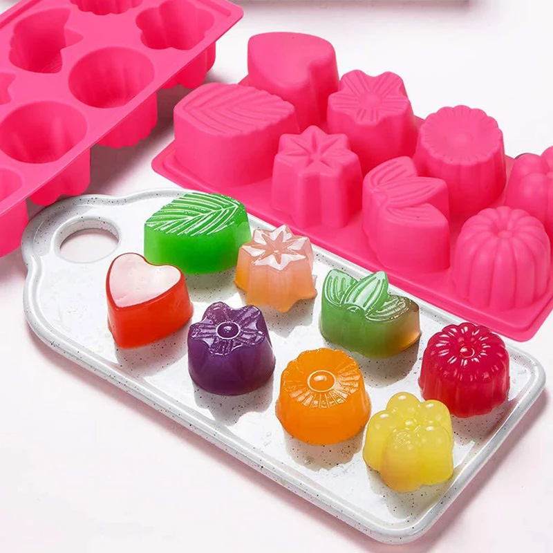 

Jelly Mold 8 Compartments Silicone Fondant Flower Heart Pudding Cake Chocolate Mould Home Kitchen Reusable