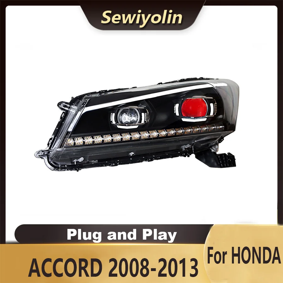 

Аксессуары для автомобиля для HONDA ACCORD 2008-2013, фары в сборе, светодиодные фары, лампа DRL, сигнал «подключи и работай», дневные ходовые огни