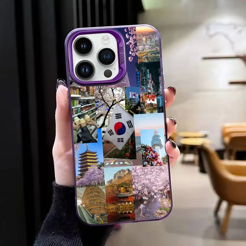 Südkorea S-SEOUL TravelS Handyhülle für iPhone 17,16,15,14,13,12,11, Mini,Pro,E,SE4,XS,MAX Purple Candy Matte Cover