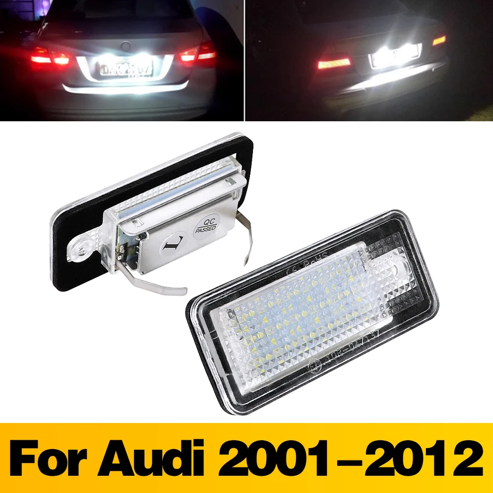 

2 Pcs LED Car License Plate Lights 12V Lamp Auto Accessories For Audi A3 S3 Cabriolet A4 S4 B6 B7 A6 C6 S6 A8 S8 Q7 2001-2012