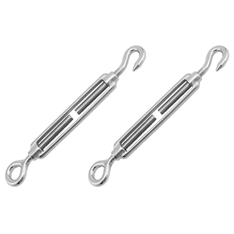 AFOURT-1Set Spannschloss mit Schraube, Silber, Edelstahl, Haken-Öse, Drahtseilspanner – Detail 6