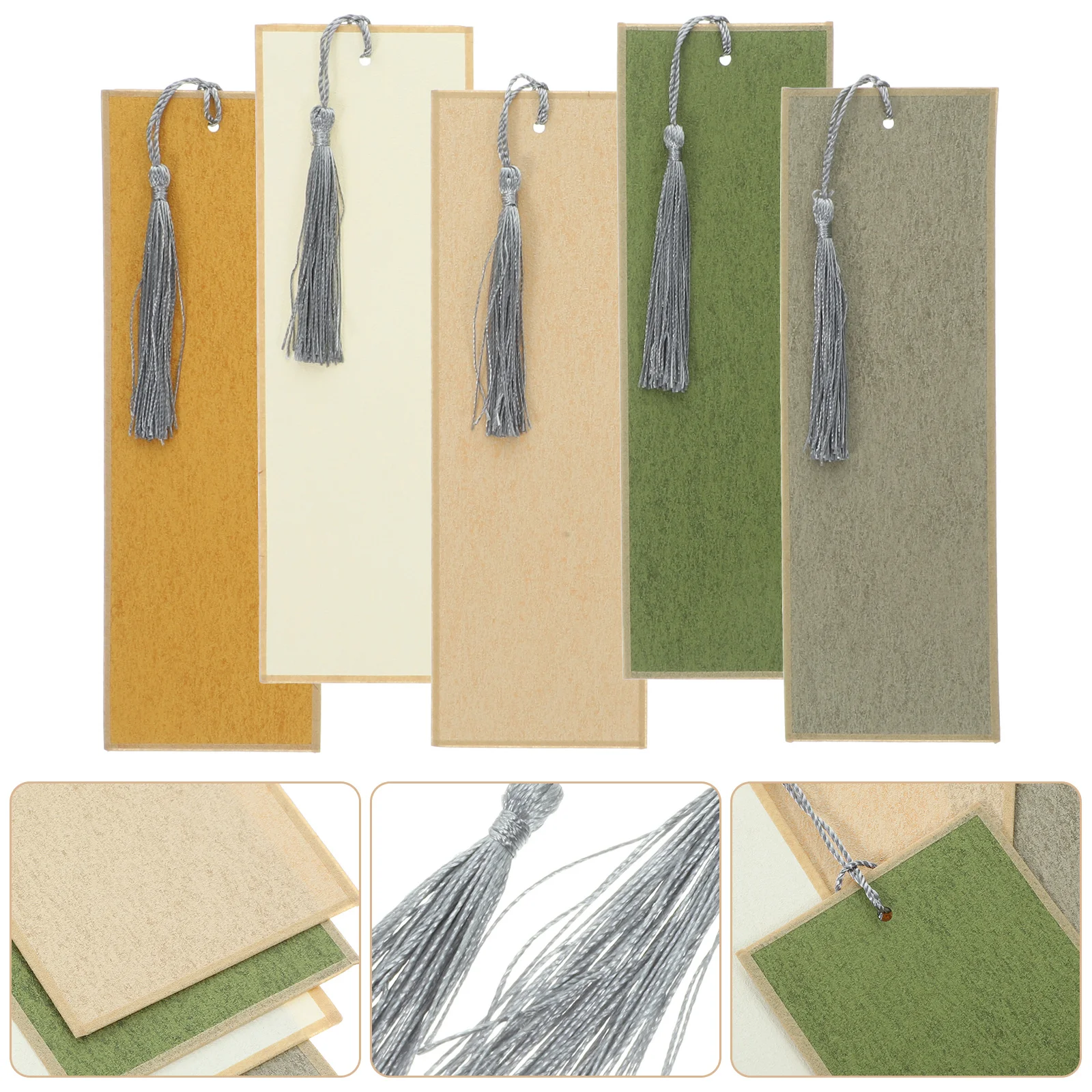 5pcs Blank Bookmarks Chinese Style Diy Unfinished Paper Bookmark For Crafting Graffiti Calligraphy Decoration With Tassel