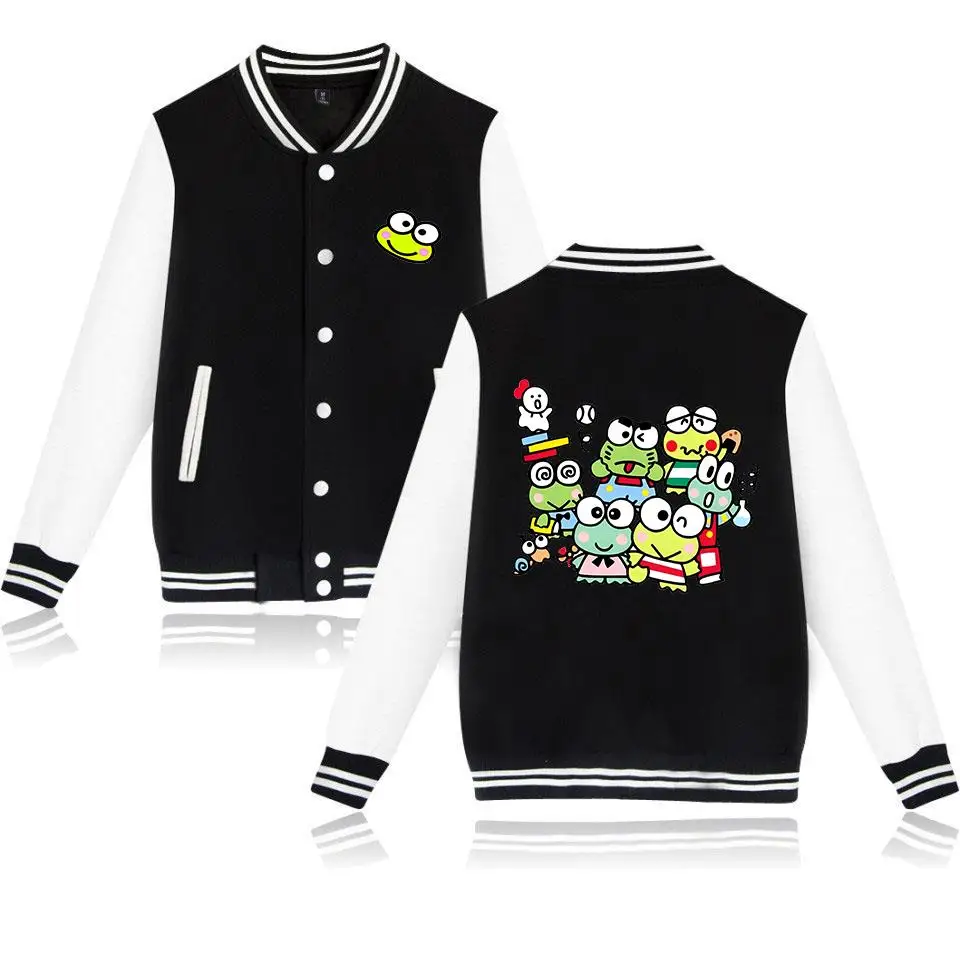 

Cute Kerokero Keroppi Varsity Baseball Bomber Jackets Men Women Clothes Streetwear Kids Boys Girls Harajuku Jacket Single Coats