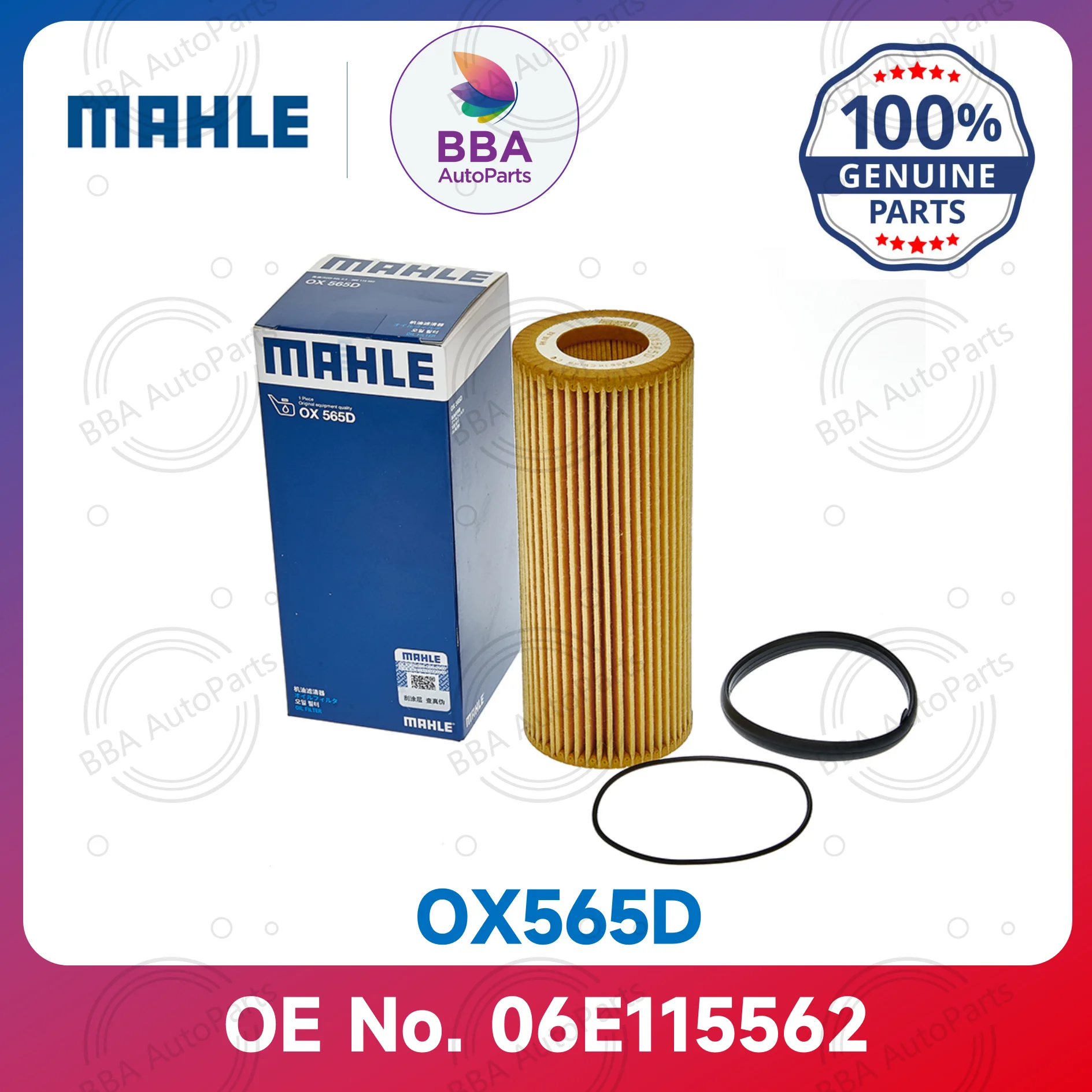 Mahle OX565D OX381D oil filter for Audi A4L A5 A6 A7 A8 Q5 Q7 S5  with OE 06E115562   06E115562A  06E115562C