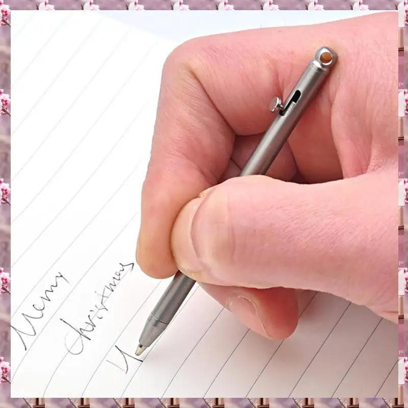 2025 Pure Titanium Mini Compact Bolt Pen Portable Metal Ballpoint Pen For Travel For Guest Signature Gray Titanium,Pure Titanium