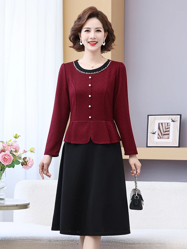 エレガントな若い結婚式のゲストドレス、おしゃれなゆったりとしたツーピースのアンサンブル、花嫁の母親に適しており、宴会や日常着に最適です。