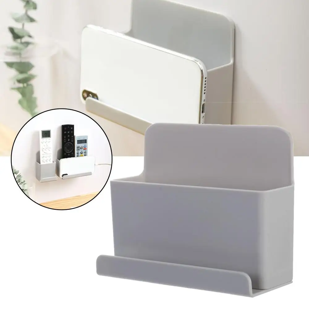 Phone Plug Holder Stand Rack Container Adhesive Hanger Air Conditioner Storage Box Wall Mounted TV Remote Control Organizer