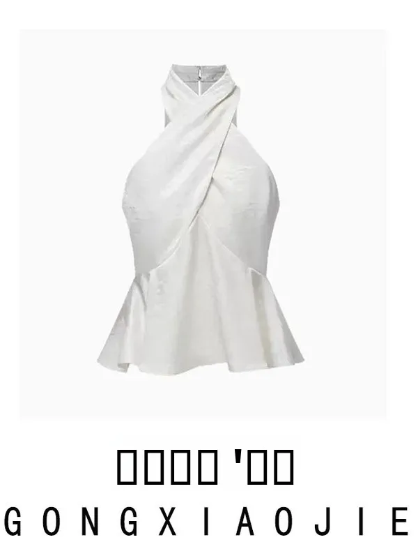 Zomerse nieuwe handgemaakte geborduurde satijnen artistieke kruislijn jurk casual slim fit lange dames top bovenkleding