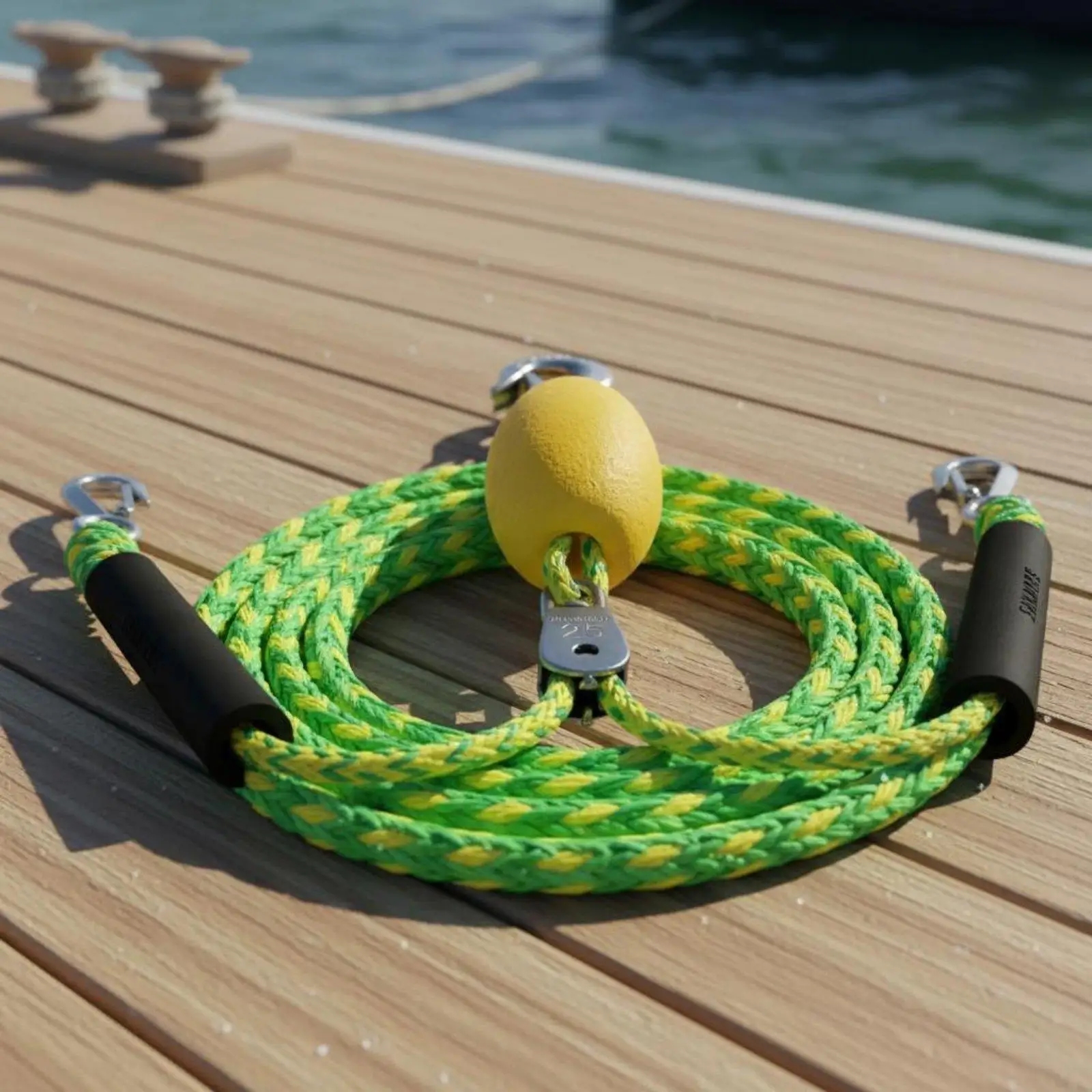 Marine Tow Strap Elastic Boat Towing Rope Steel Hook Accessory Top for Water Sports Tube Towing and Semi Rigid Boat