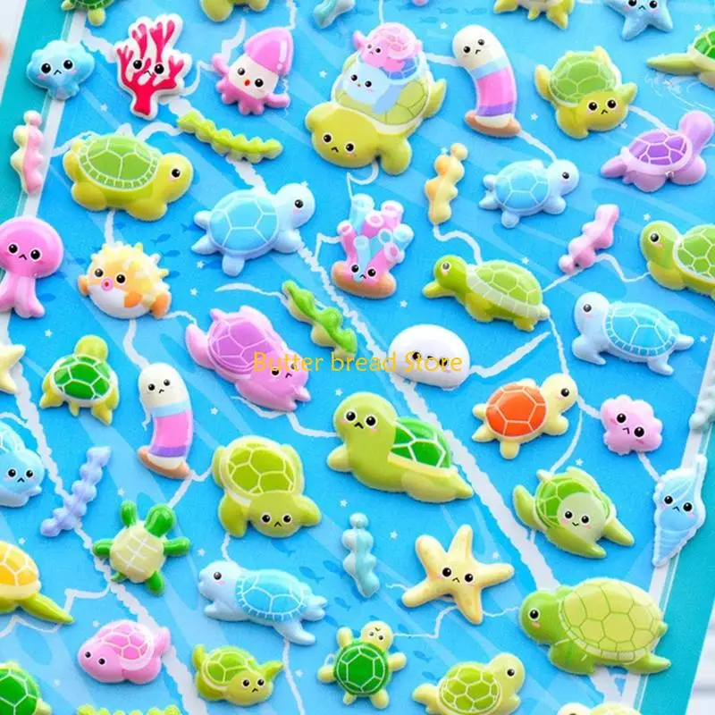 W89C Puffier Sticker for Kids 3D Design Sticker for Boys Girls, Reusable Tiny Sticker