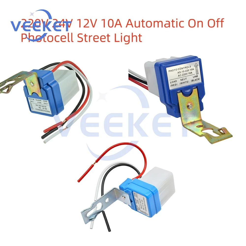 Auto Switch Sensor Aan/Uit Fotocel Straat Licht Schakelaar 50-60Hz 10A Foto Controle Photoswitch Sensor Dc 12V 24V Ac 220V