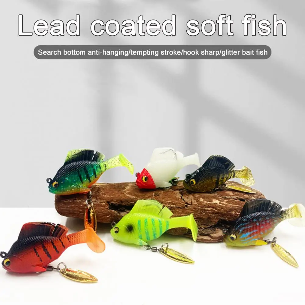 

6CM/10G/14G Paddle Tail Fishing Lure with Hook Spinner 3D Eyes Swimbait Artificial Soft Bait Slow Sinking Fishing Bait