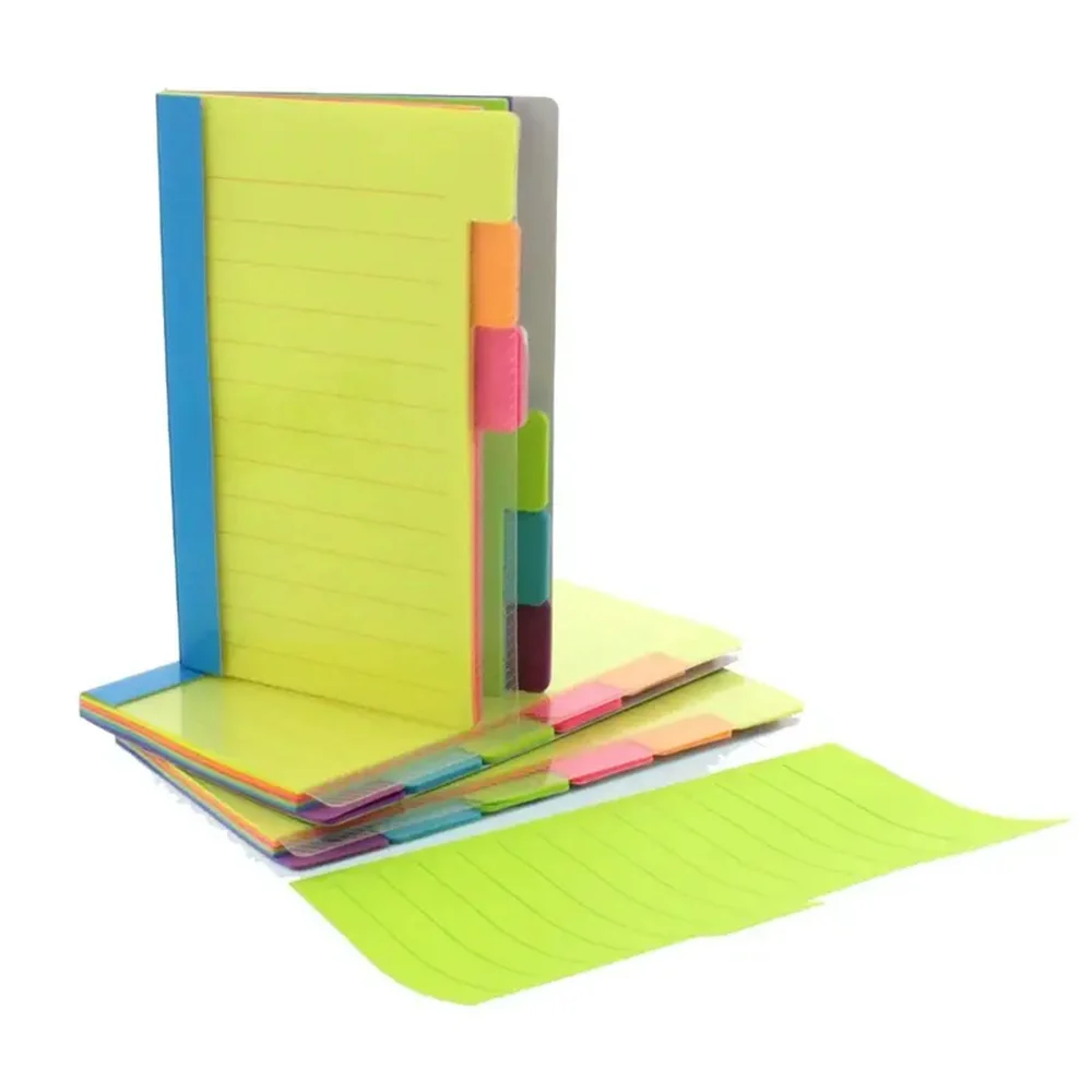 Vibrant Neon Tabbed Divider Sticky Notes Self-Stick Index Pads for Organized Note-taking - Assorted Colors for Easy Reference an