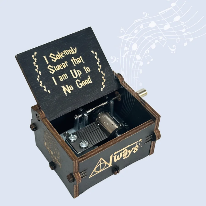 

1pc Black Wooden Antique Carved Hand Cranked Music Box Classic Theme Perfect Birthday Christmas Gift for Family Home Decoration