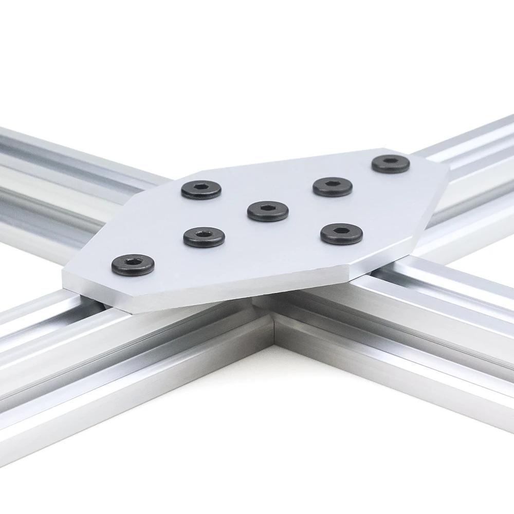 Openbuilds Placa de junção cruzada de 7 furos Placa de conexão Placa de junta de suporte de canto para perfis de alumínio 2020