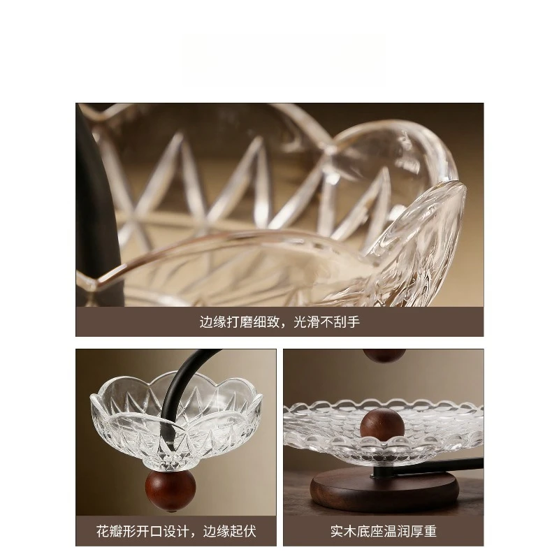 Double-layer glass storage rack, home living room coffee table fruit rack, light luxury exquisite shelf ornament 4