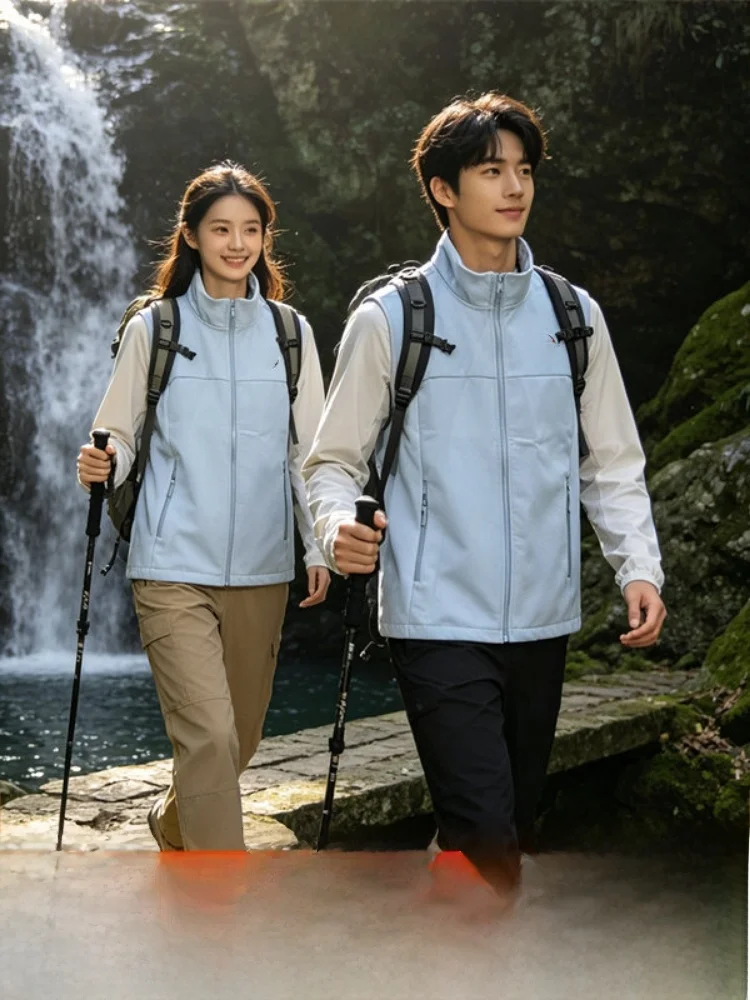Couple's Mountain Series Fleece Vest Heat Retention Thermal Locking Honeycomb Technology Vest Warmth Retention Outerwear