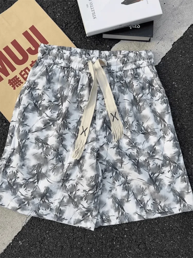 

Новые китайские окрашенные orts мужские летние модные свободные повседневные баскетбольные спортивные брюки из ледяного шелка Qui Dry из пяти частей