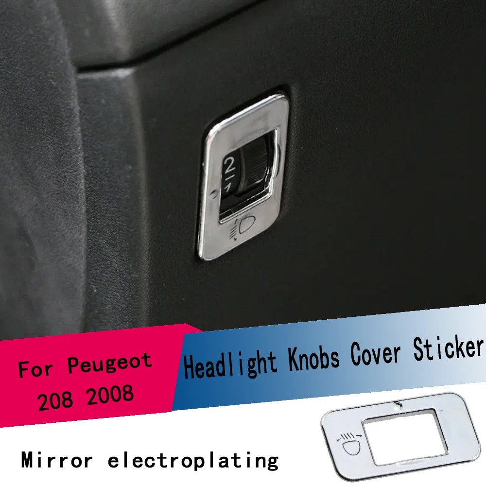 

ABS Car Lights Chrome Adjust Switch Sticker for Peugeot 208 2008 3008 2014-2018 Headlight Decoration Trim Accessories