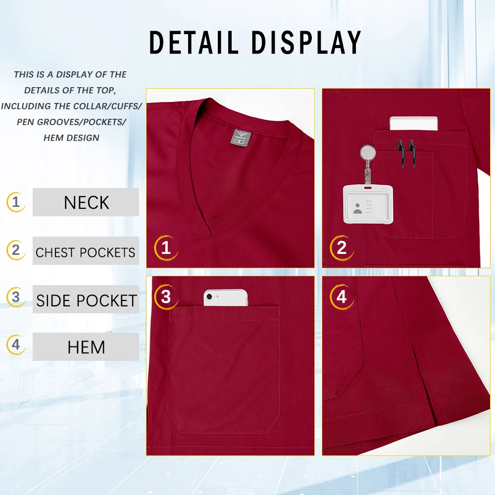 Novos uniformes de enfermeira feminino médico esfrega conjunto roupas cirúrgicas médicas dos homens bolsos jogger conjunto hospital odontologia clínica workwear