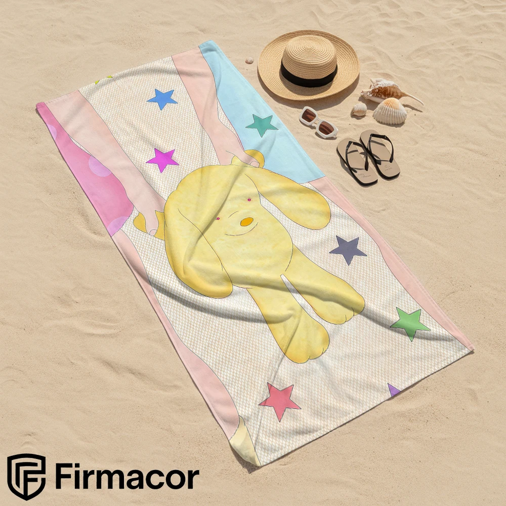 Yellow Puppy Doll Cartoon Anime Beach Towel Microfiber Quick Dry Super Absorbent Soft Bath Towel for Kids Adults Travel