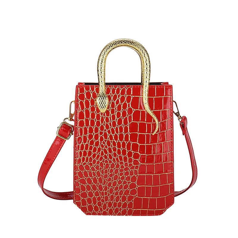 Bolsa feminina, padrão de pedra elegante, superfície brilhante retrô personalizada, sacola crossbody portátil