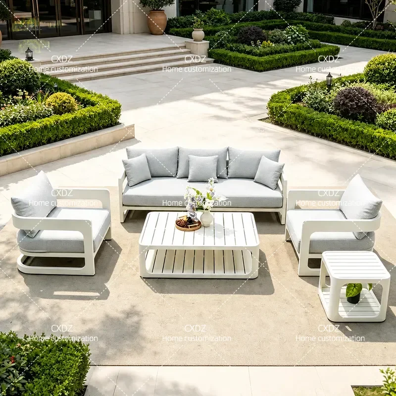 High-end villa courtyard sofa hotel B & B open-air balcony furniture garden Nordic simple waterproof outdoor sofa