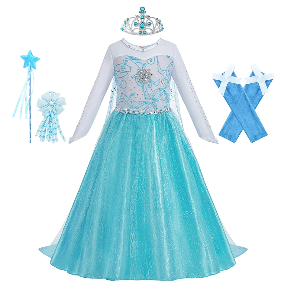 

Карнавальные платья принцессы Эльзы на Хэллоуин для девочек, комплекты костюмов для косплея, праздничные платья феи для девочек, одежда для детей, платье Снежной королевы