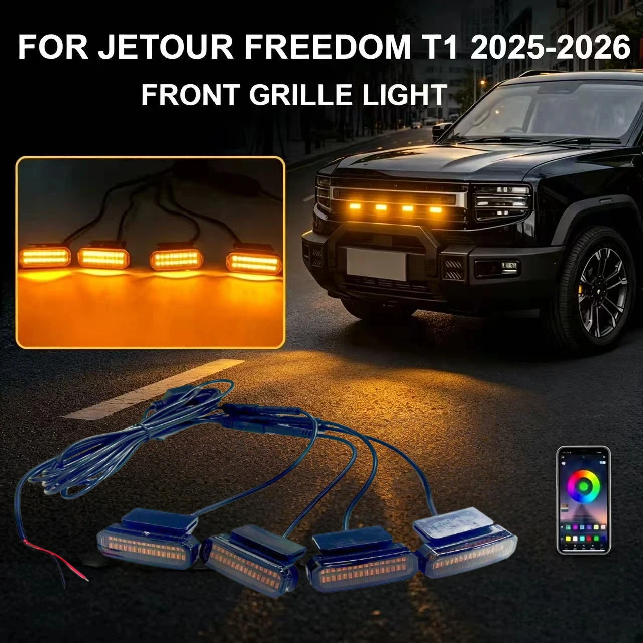 FOR JETOUR FREEDOM T1 2025-2026 LED Front Grille Light Car Daytime Runx1ning Light Wheel Eyebrow Lamp For Pickup Offroad 12V