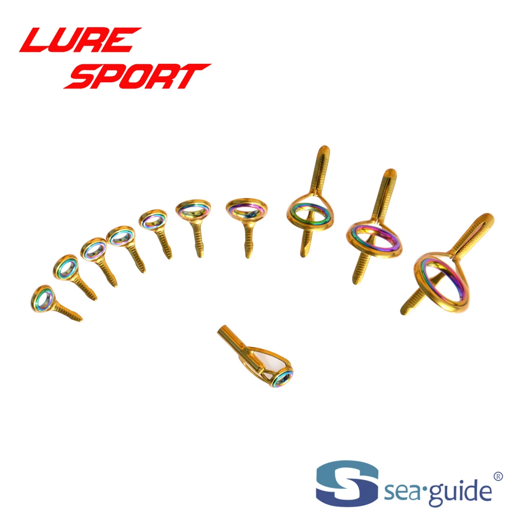 

SeaGuide Gold Frame Rainbow LS Ring 11pcs HGXULST Top HGXQLSG12 HGXOLSG-N Guide Set Rod Building component Repair DIY Accessory