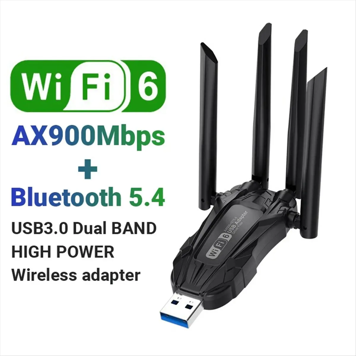 مستقر-واي فاي 6 AX900 4 هوائيات USB WiFi BT 5.4 محول 2in1 دونغل بطاقة الشبكة الخارجية اللاسلكية Wlan لنظام التشغيل Windows 10/11