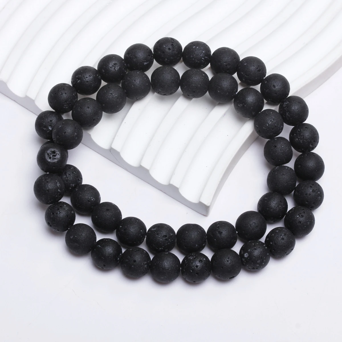 Black Natural Volcanic Stone Round Loose Beads 4 6 8 10 12mm For Bracelet Necklace DIY Jewelry Making Accessories