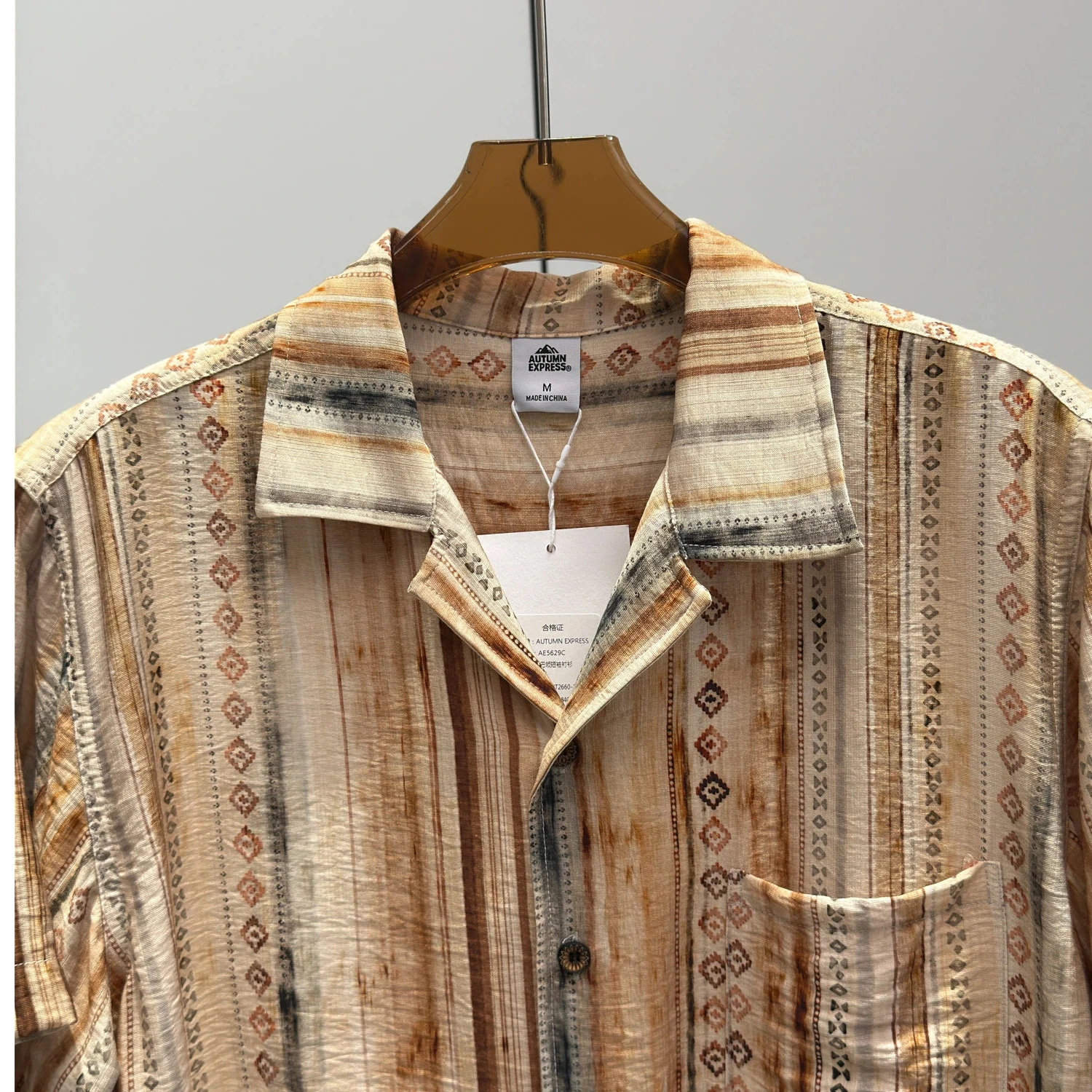 Hawaiian-Inspired Men's Summer Linen Shirt Soft & Breathable Vintage Stripe Cuban Collar Printed Loose-Fit Casual Style Tops