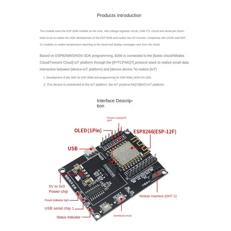 

(ABDH) ESP8266 Internet of Things Development Board+USB Cable SDK Development WIFI Network Serial Port Module System Main Board
