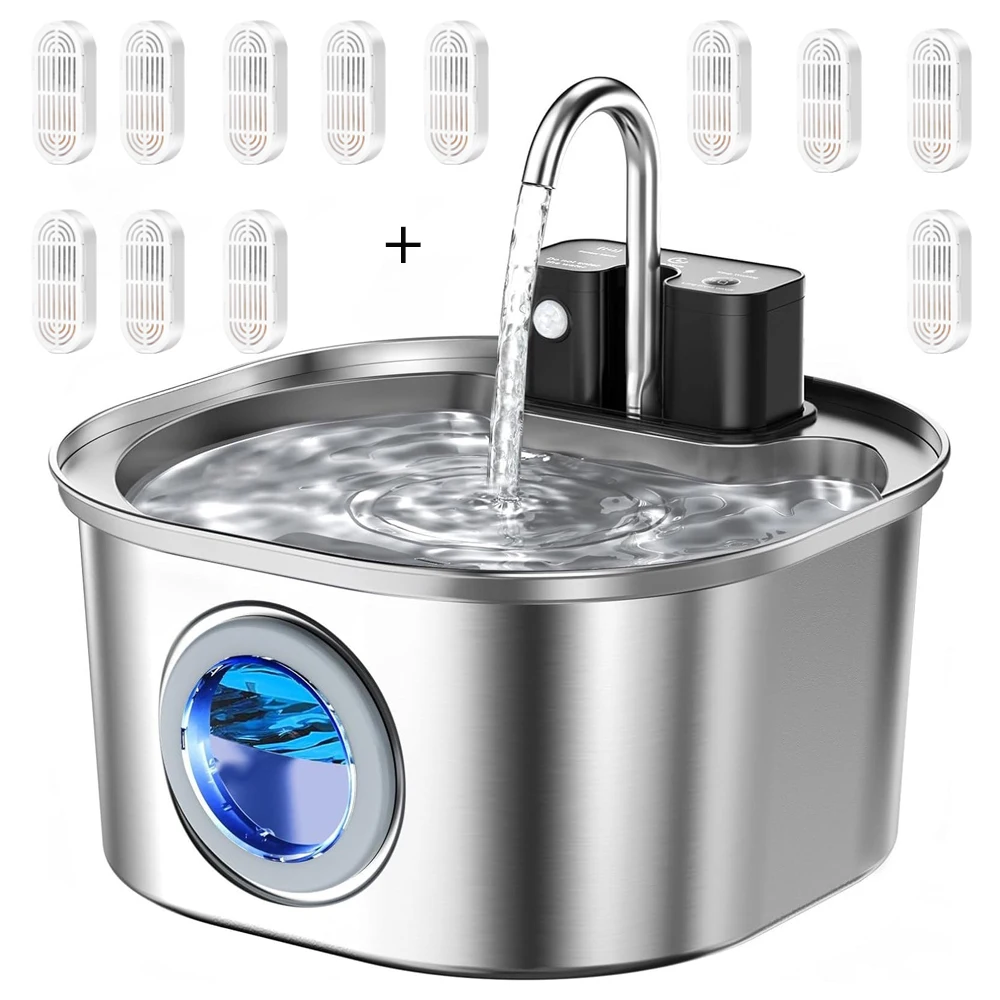 3L Rvs Draadloos Opladen Sensor Kat Fontein Auto Drinkfontein Voor Katten Hond Drinker Huisdier Dispenser Kom
