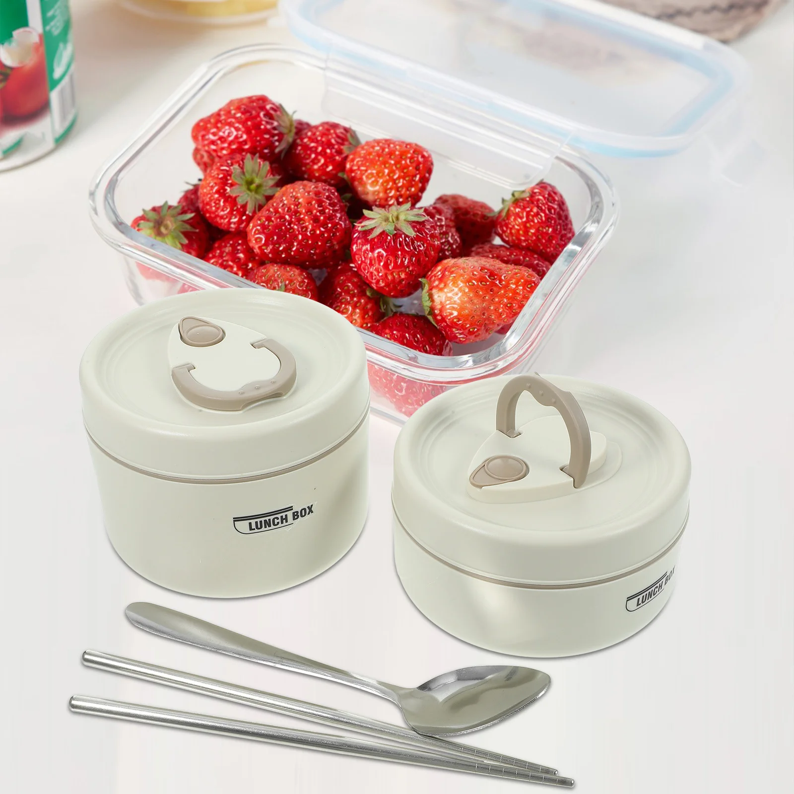 

1Set Insulated Soup Bowl Stainless Steel Reusable Portable Bento Box for Hot Cold Food Outdoor Travel Breakfast Serving Dish